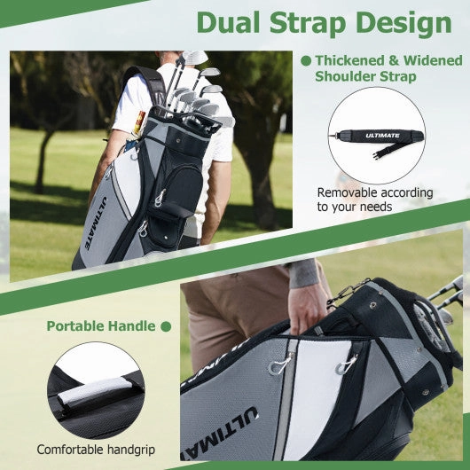 14-Way Golf Cart Stand Bag With Waterproof Rain Hood