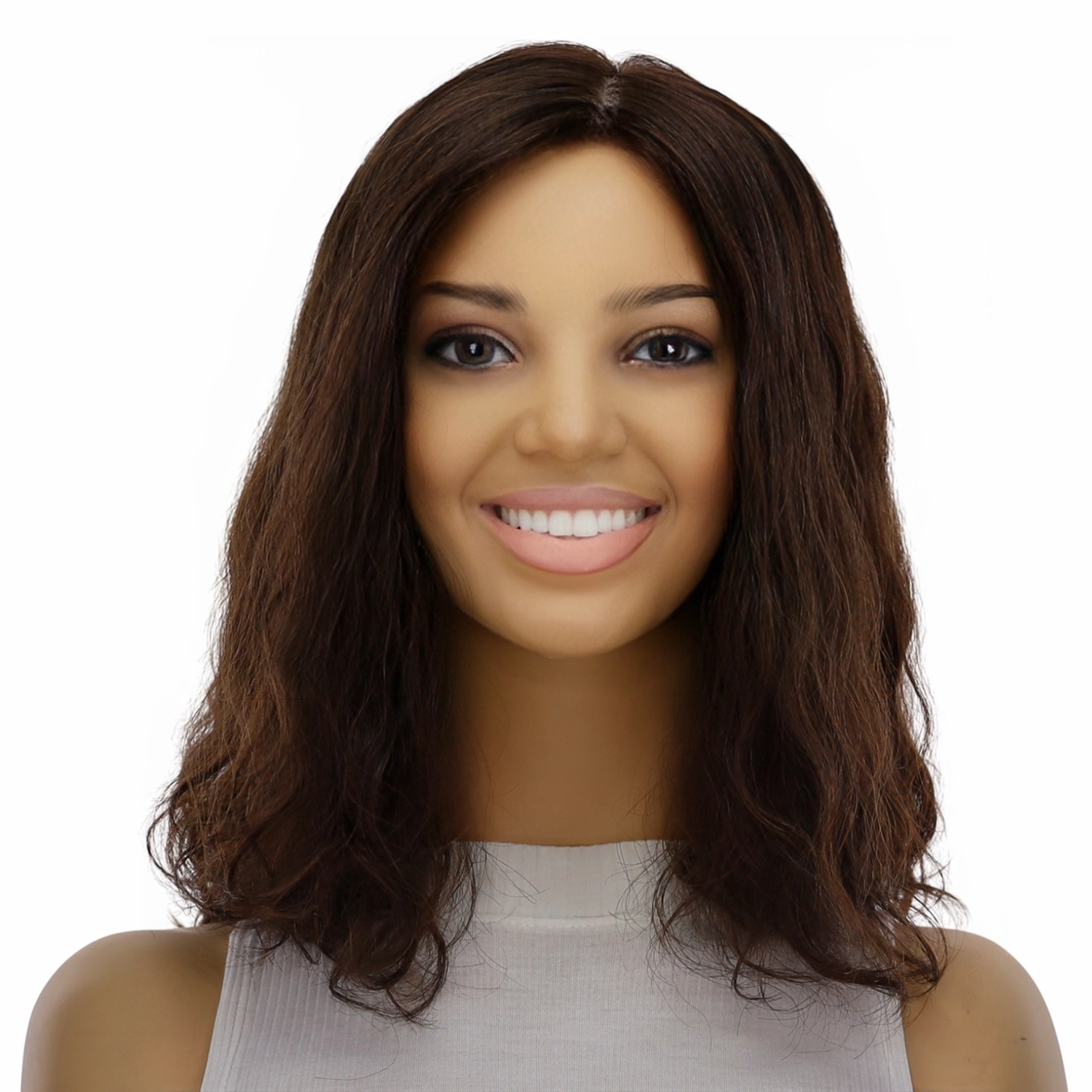 16" Princess Silk Top Wig Dark Brown Wavy