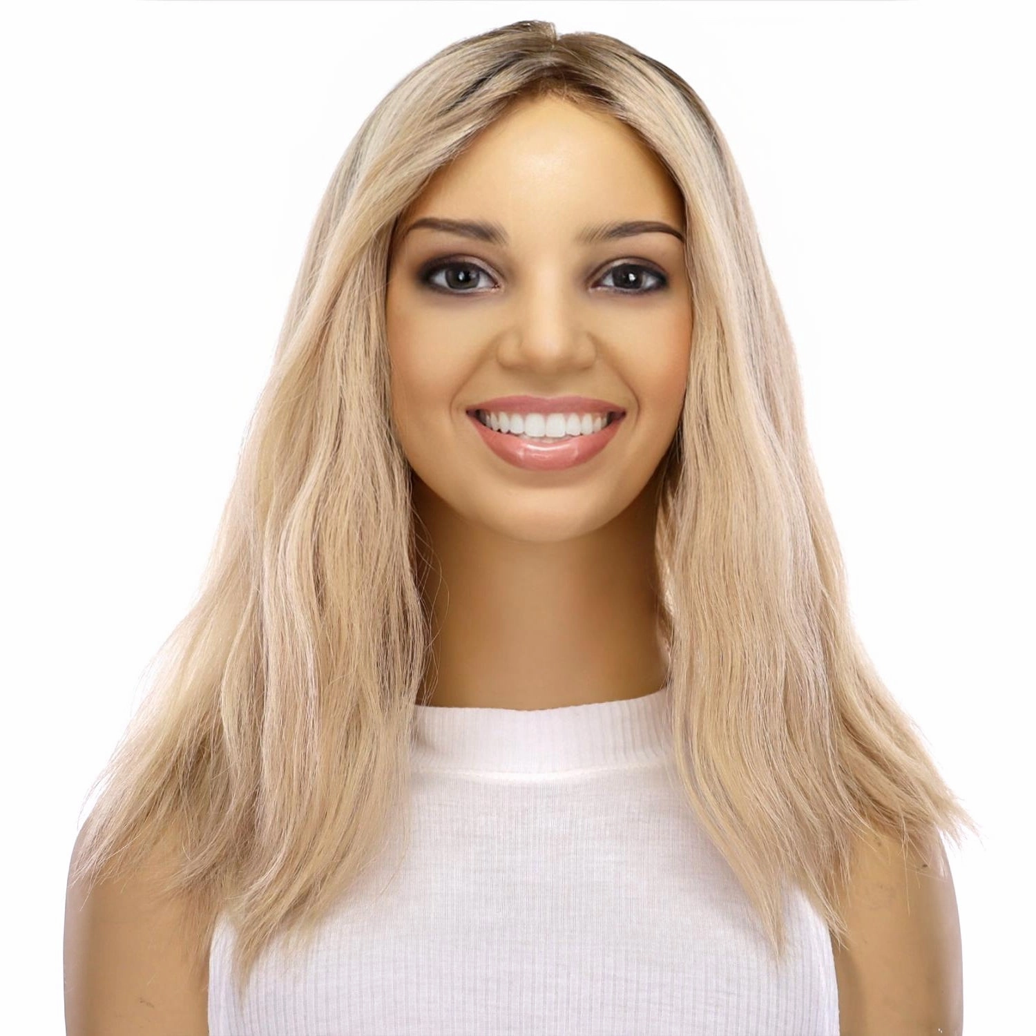 16" Princess Silk Top Wig Platinum Blonde Wavy