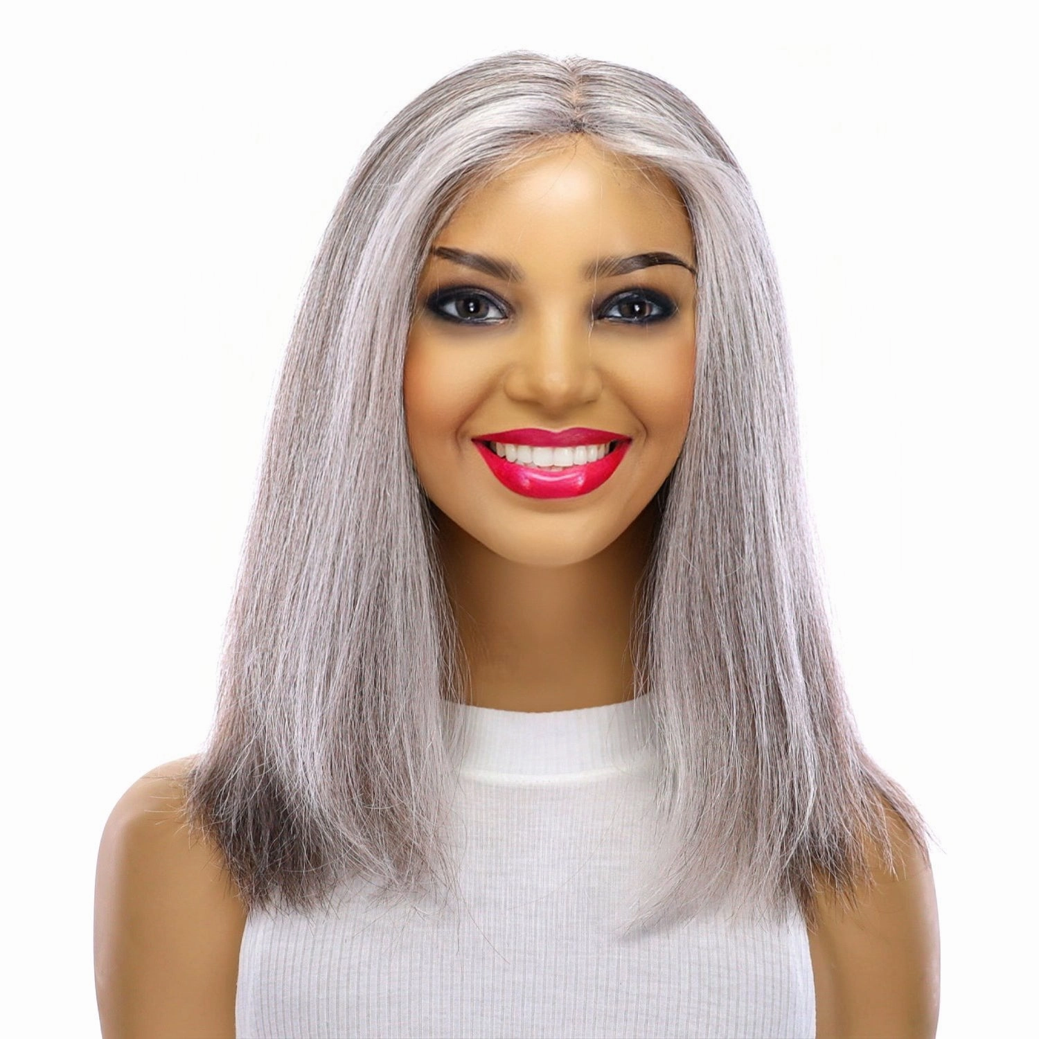 16" Princess Silk Top Wig Silver Fox