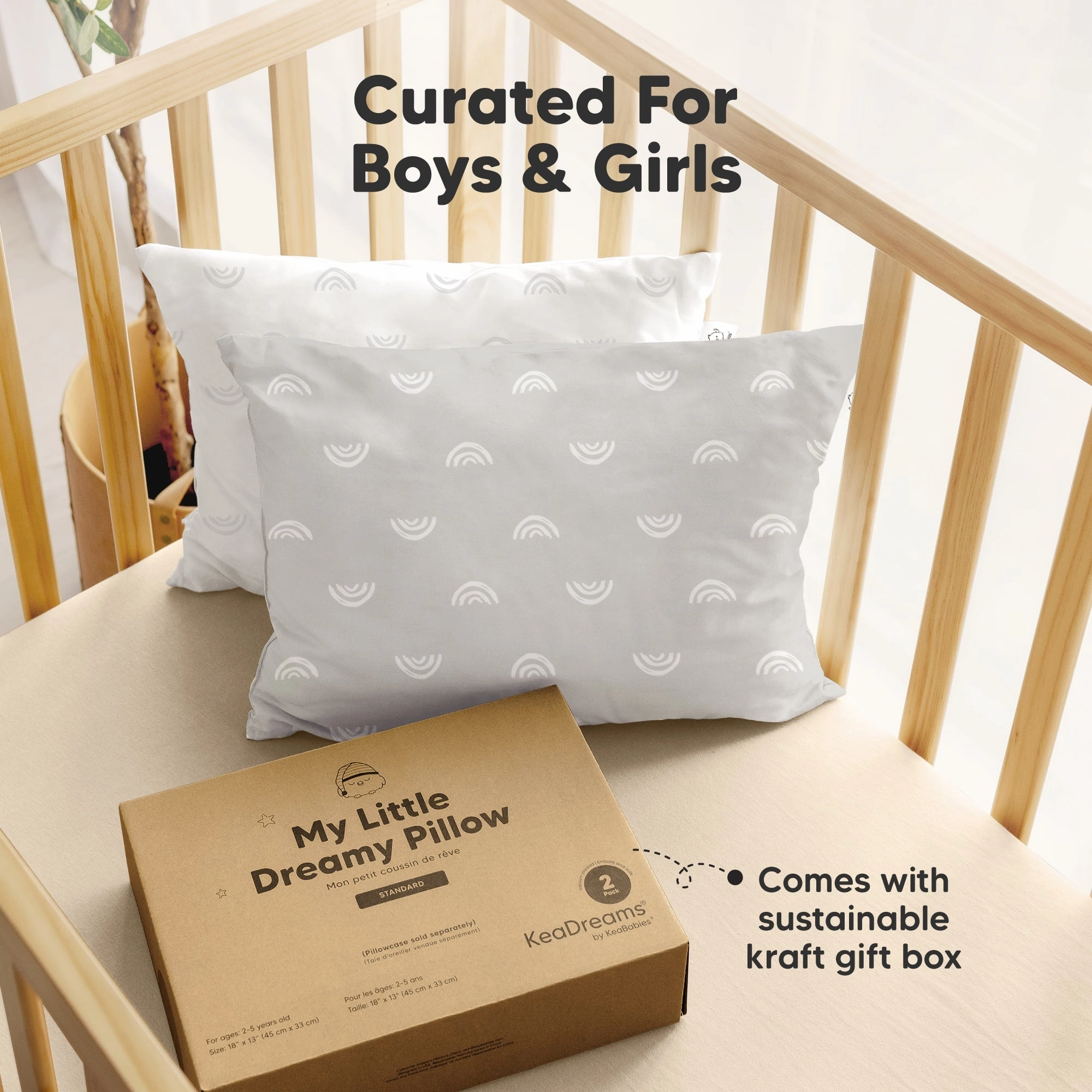 2-Pack Toddler Pillows (Gray Rainbow)