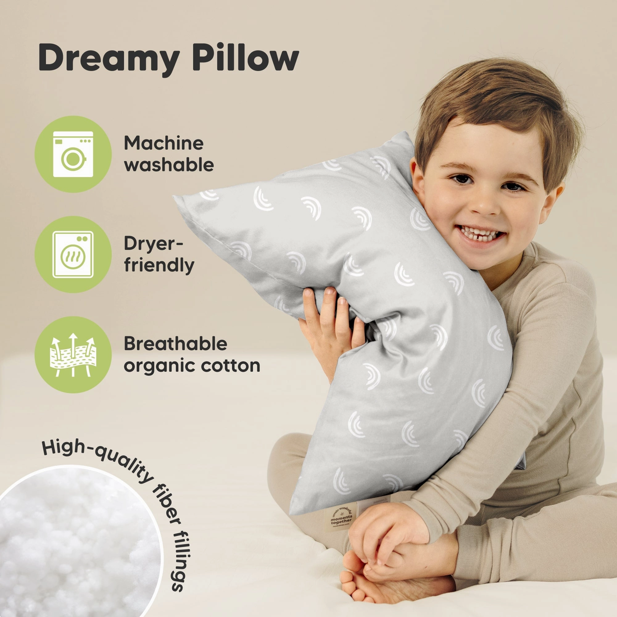 2-Pack Toddler Pillows (Gray Rainbow)