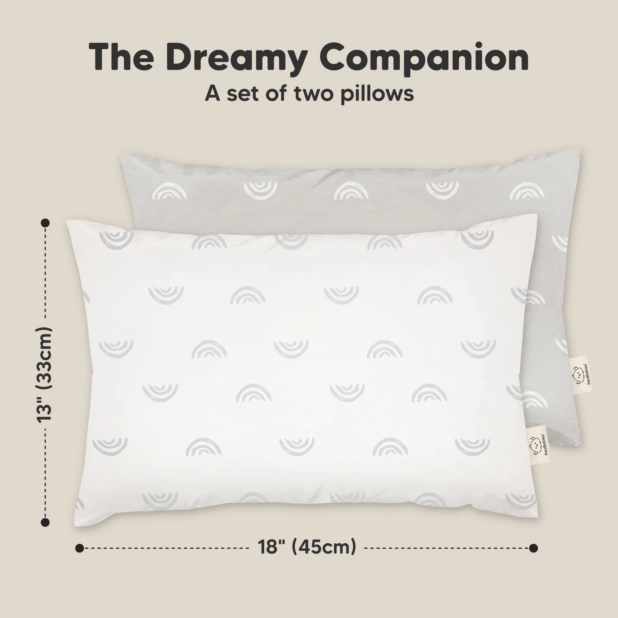 2-Pack Toddler Pillows (Gray Rainbow)