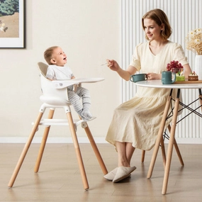 6 in 1 Convertible Highchair With Safety Harness and Removable Tray-Beige