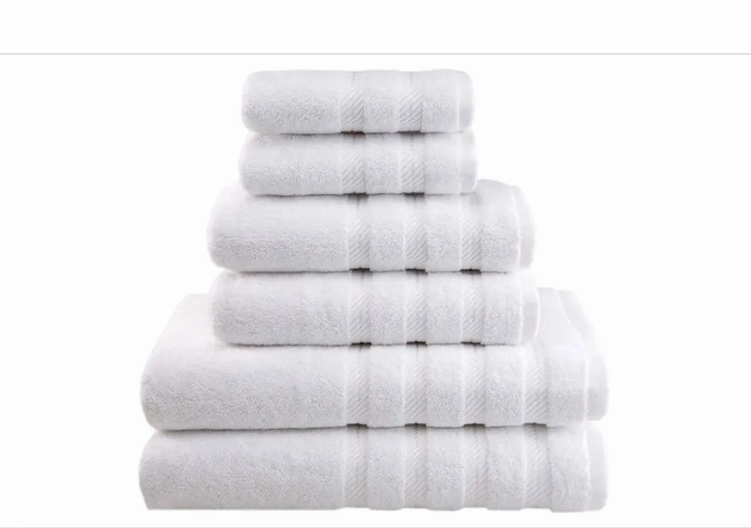 6-Piece 100% Turkish Genuine Cotton Premium & Luxury Towel Set for Bathroom & Kitchen 2 Bath Towels 2 Hand Towels & 2 Washcloths