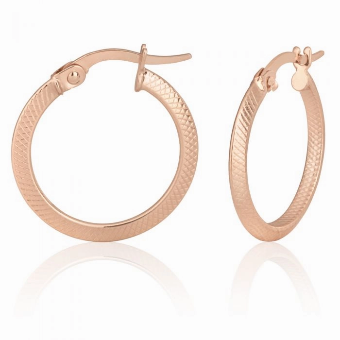9ct Rose Gold Diamond Cut 15mm Hoop Earrings