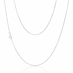 9ct White Solid Gold 15 Gauge 46cm Chain