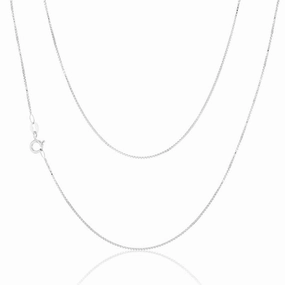 9ct White Solid Gold 15 Gauge Box 41cm Chain