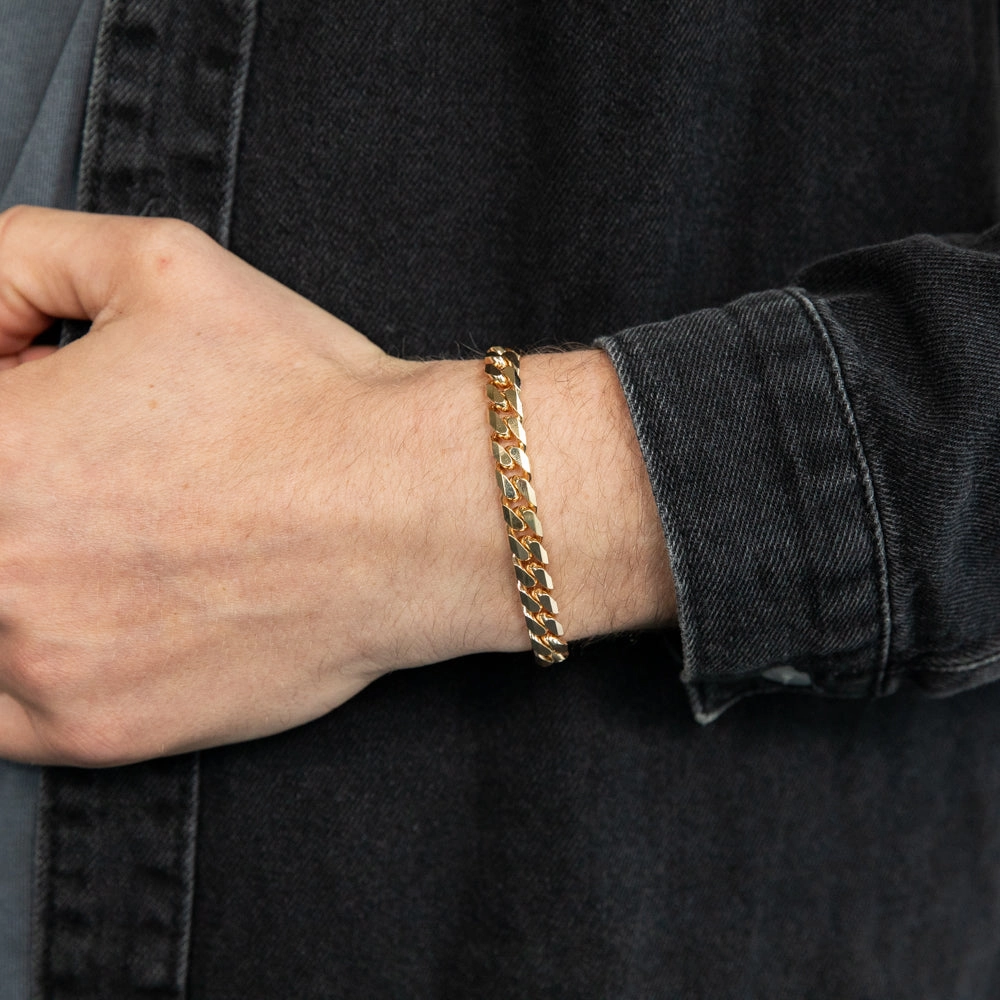 9ct Yellow Gold 250 Gauge Curb 21.6cm Bracelet
