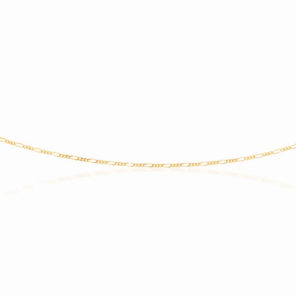 9ct Yellow Gold 40 Gauge 1:3 Figaro 46cm Chain