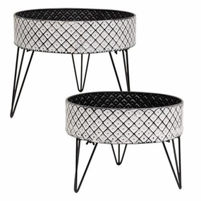 *2/Set Short Metal Boho Buckets on Stands