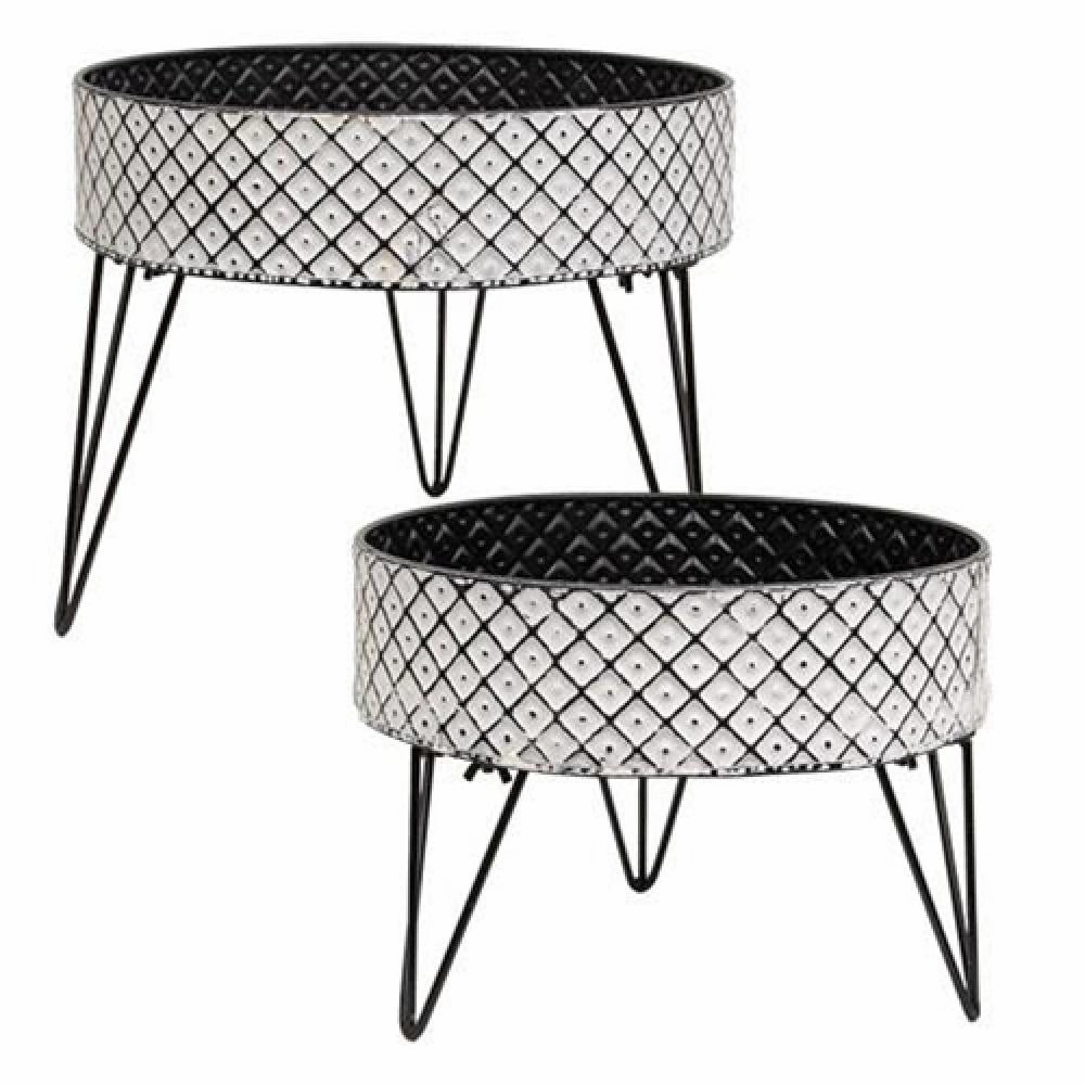 *2/Set Short Metal Boho Buckets on Stands