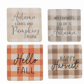 *4/Set Fall Gingham Resin Coasters