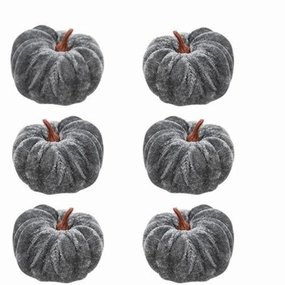 *6/Set Gray Velvet Pumpkins 2.5"