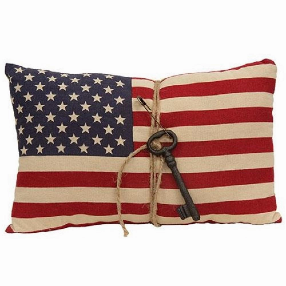 *American Flag Pillow w/ Antiqued Key