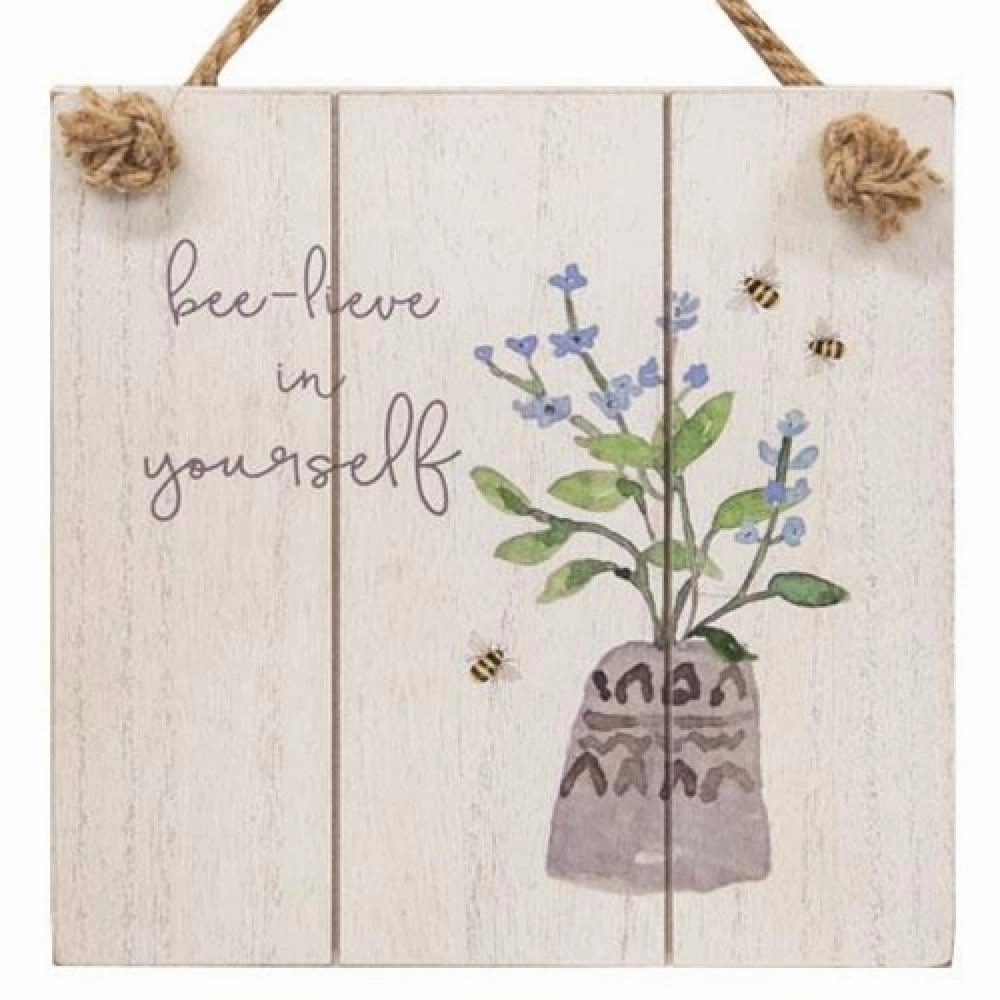 *Bee-lieve in Yourself Distressed Shiplap Sign