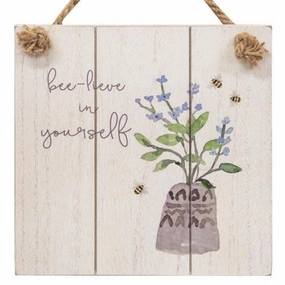 *Bee-lieve in Yourself Distressed Shiplap Sign