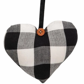 *Black & White Buffalo Check Heart Ornament