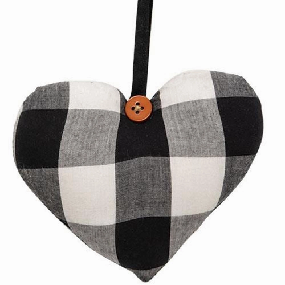 *Black & White Buffalo Check Heart Ornament