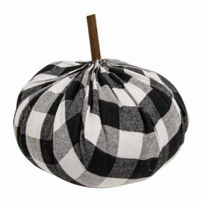 *Black & White Buffalo Check Stuffed Pumpkin 6.5"