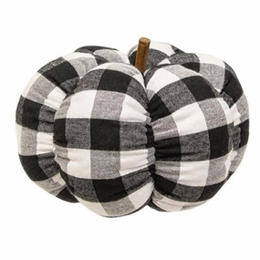 *Black & White Buffalo Check Stuffed Pumpkin 8"