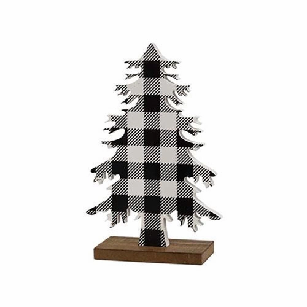 *Black & White Buffalo Check Wood Tree Small