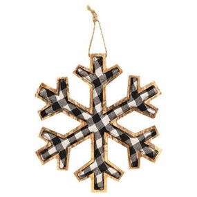 *Black & White Plaid Snowflake Ornament Large