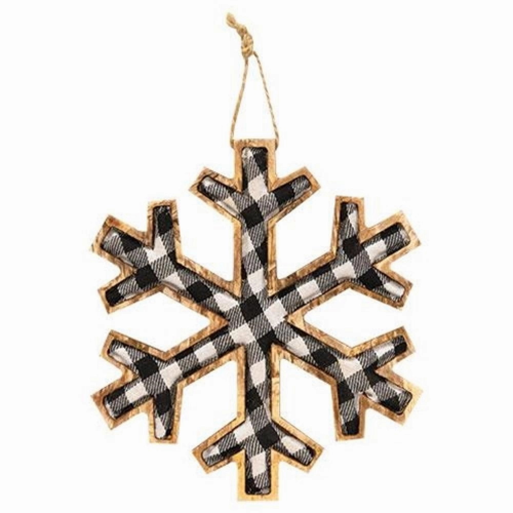 *Black & White Plaid Snowflake Ornament Large