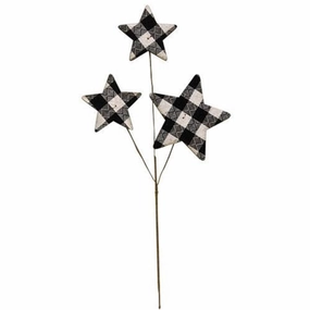 *Black & White Plaid Star Pick 14"