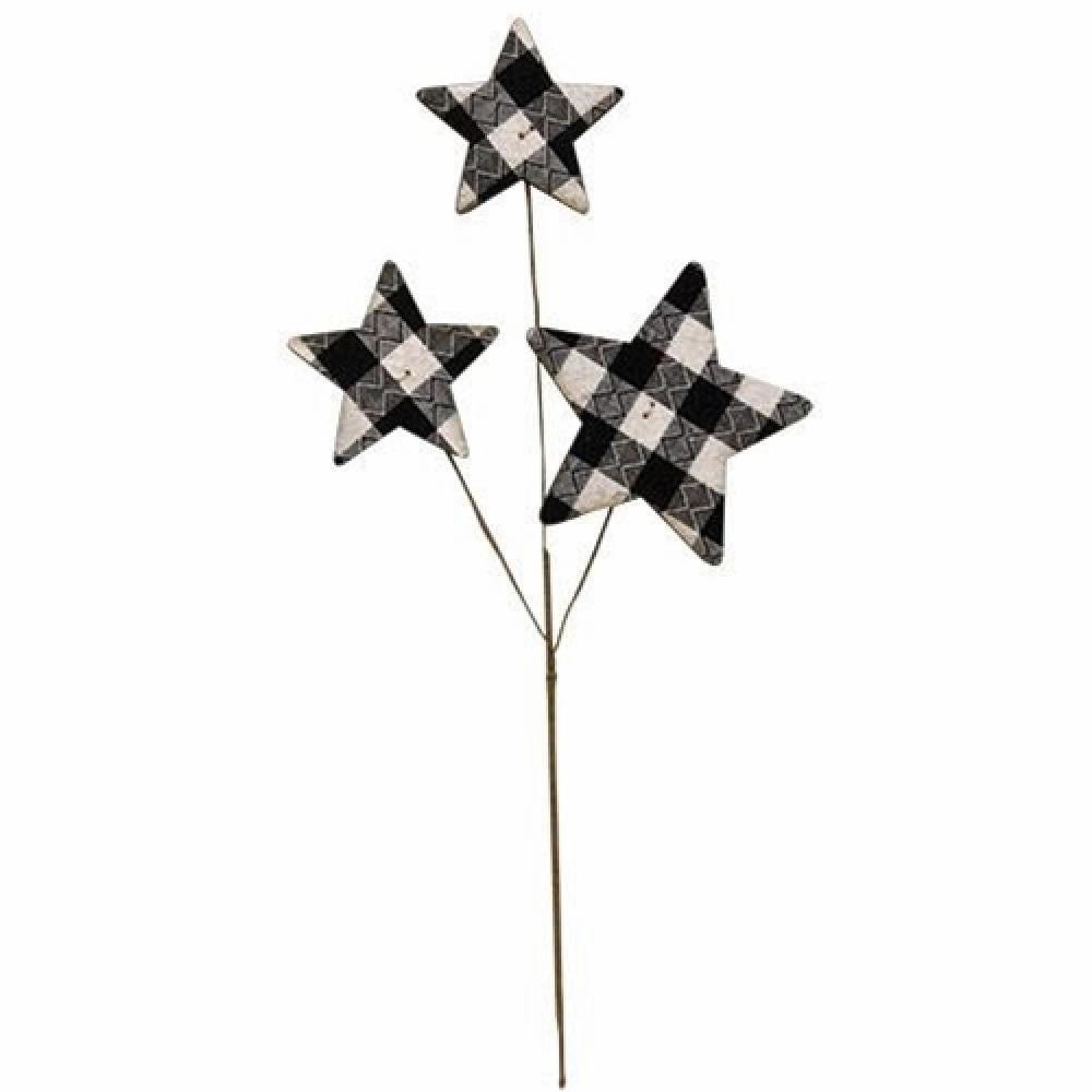 *Black & White Plaid Star Pick 14"