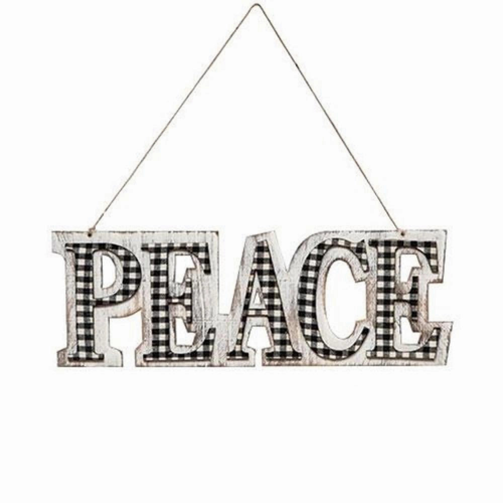 *Black/White Plaid PEACE Hanger