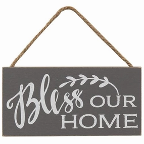 *Bless Our Home Rope Hanger Sign
