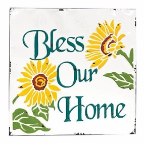 *Bless Our Home Vintage Metal Wall Plaque