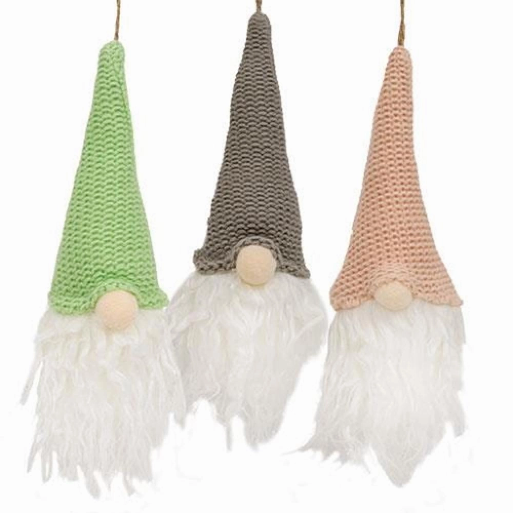 *Blue Pink or Green Hat Gnome Ornament 3 Asstd.