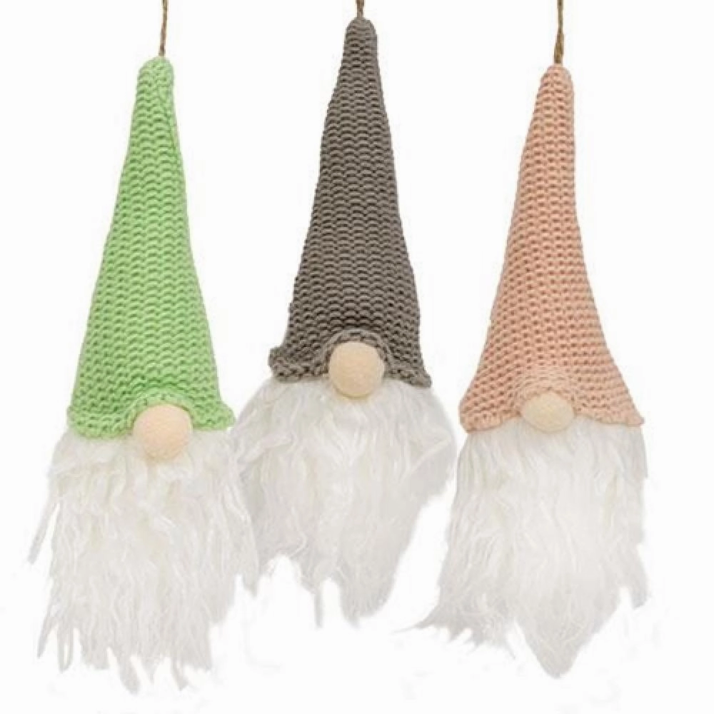 *Blue Pink or Green Hat Gnome Ornament 3 Asstd.