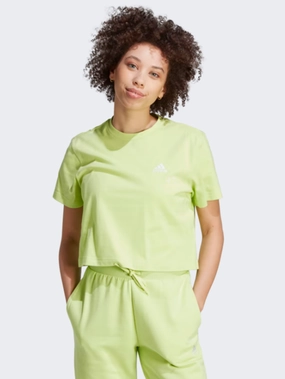 Adidas Scribble Embroidery Crop Women Sportswear T-Shirt Lime