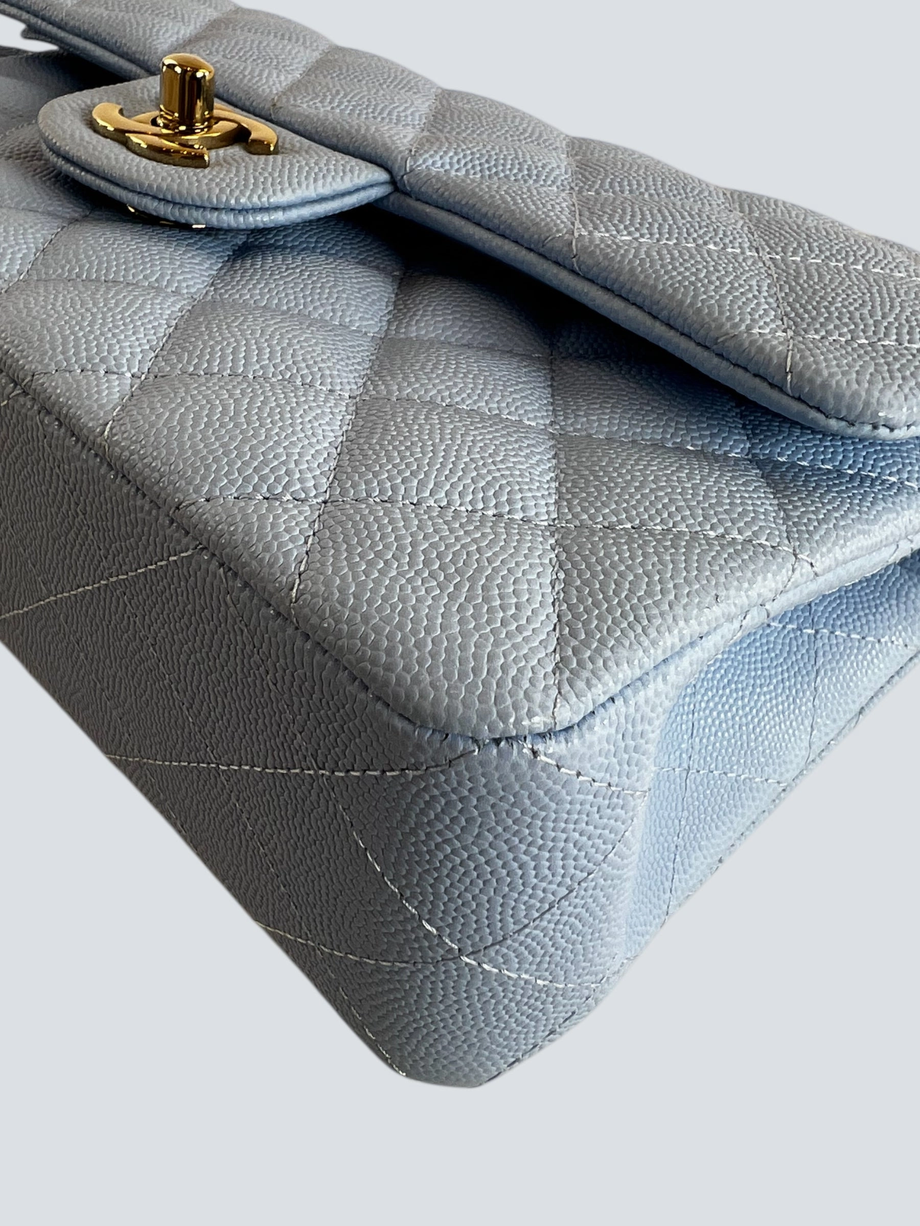 Chanel Baby Blue Caviar Leather Small Double Flap