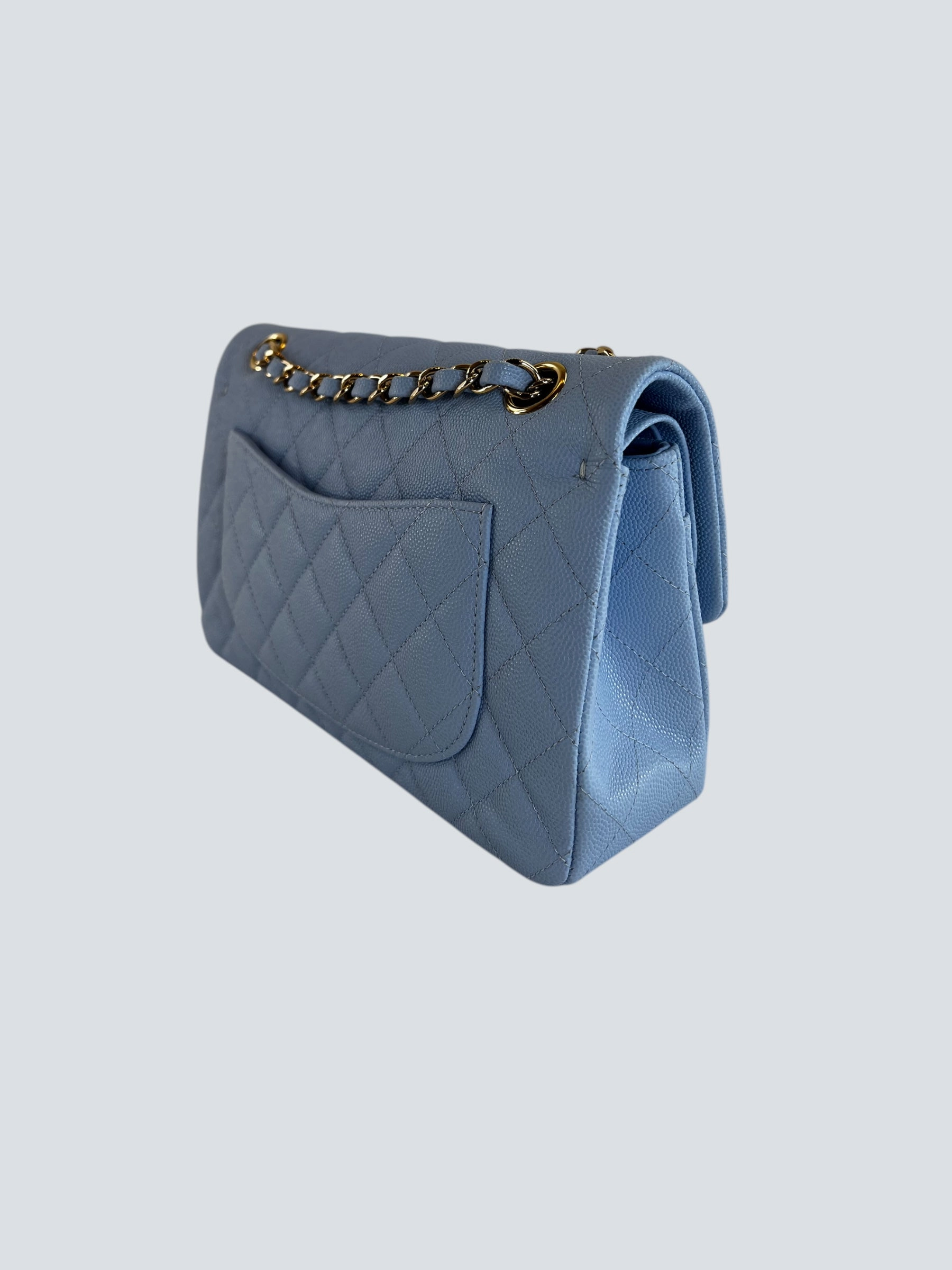 Chanel Baby Blue Caviar Leather Small Double Flap
