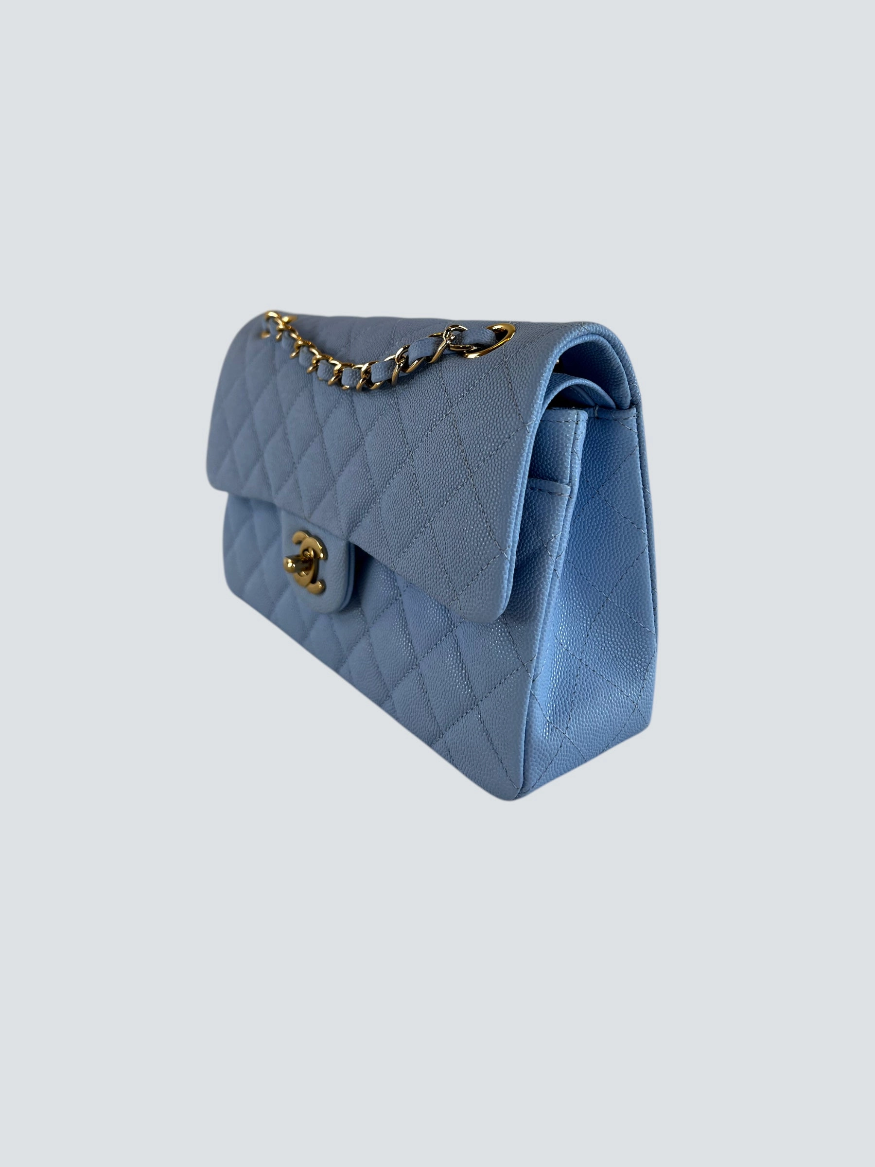 Chanel Baby Blue Caviar Leather Small Double Flap