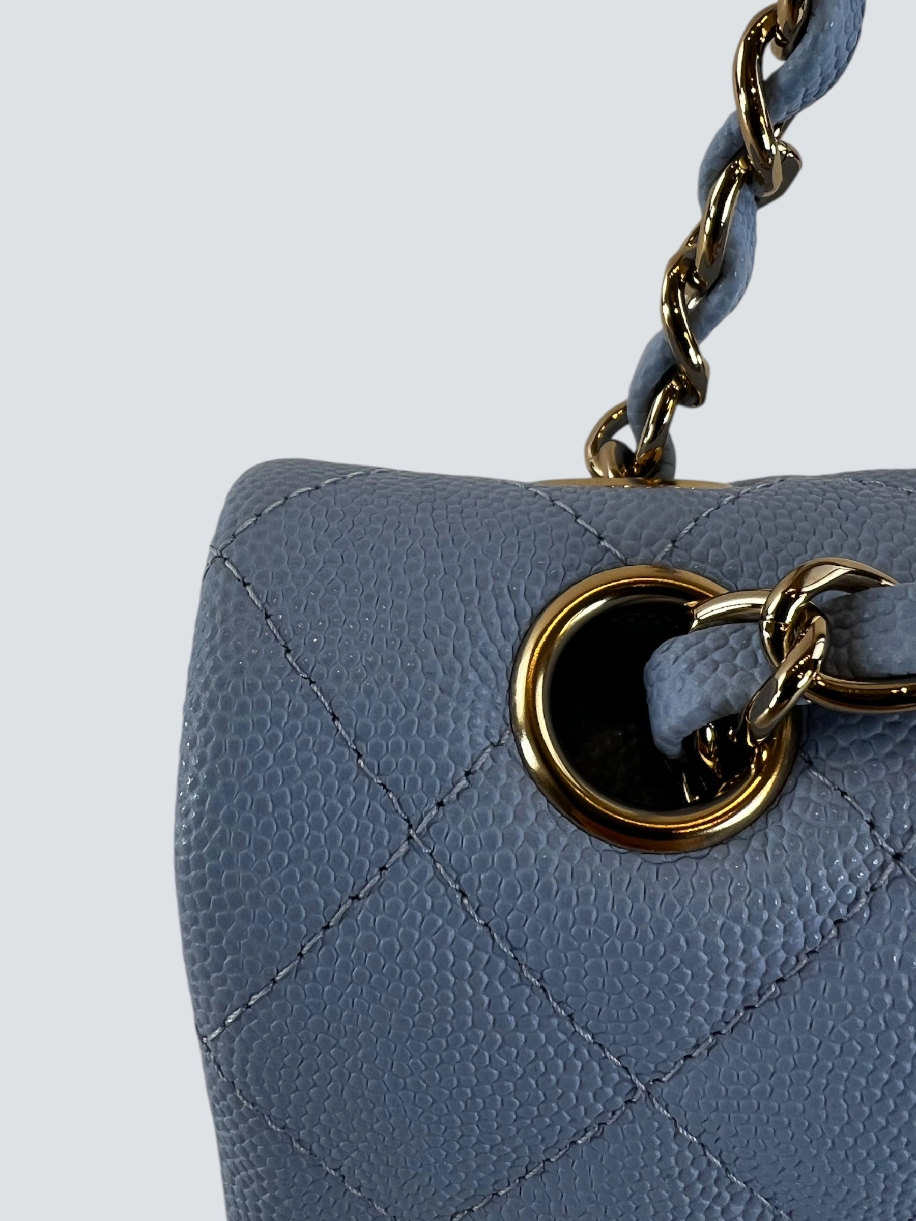 Chanel Baby Blue Caviar Leather Small Double Flap