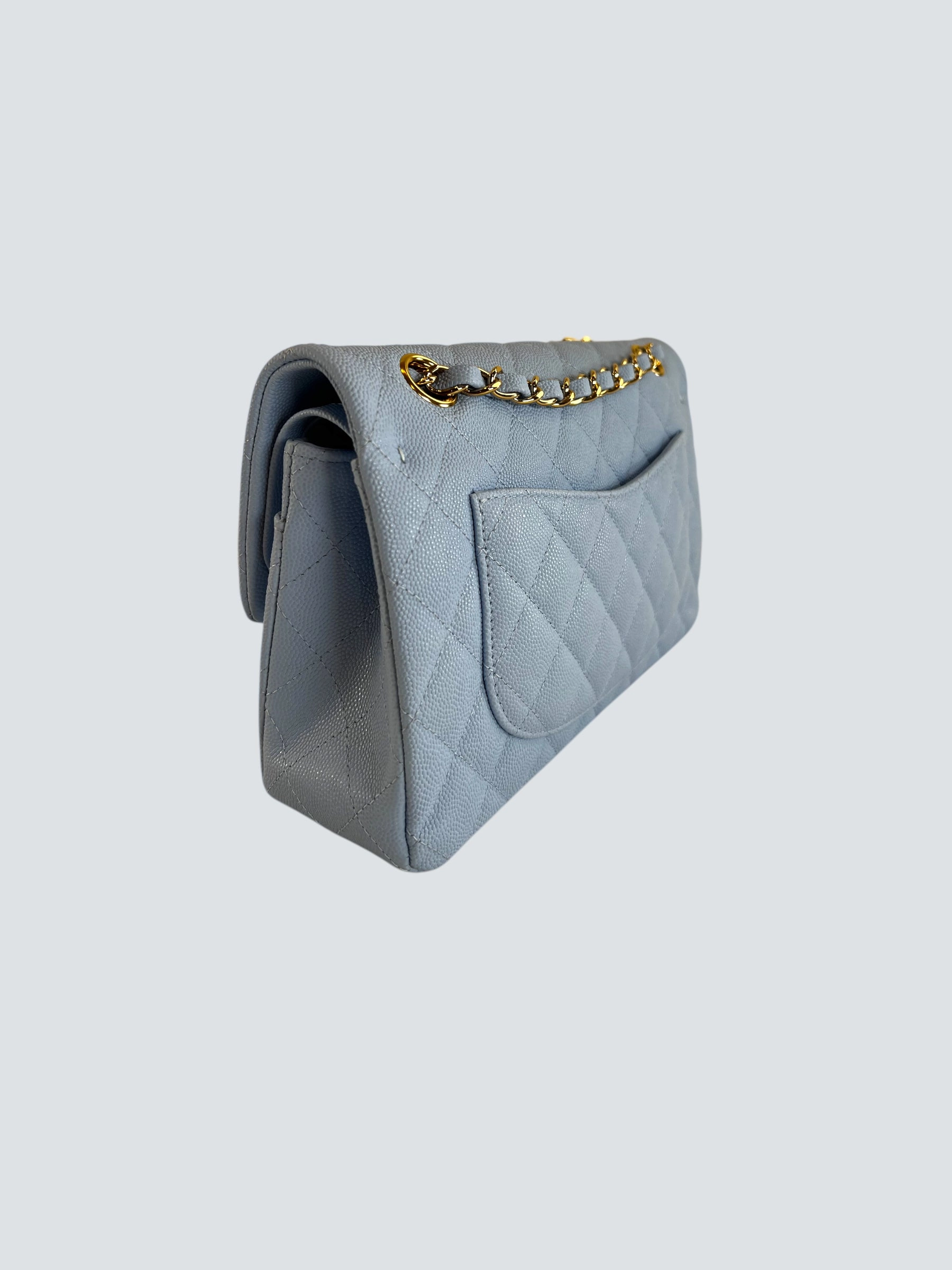 Chanel Baby Blue Caviar Leather Small Double Flap