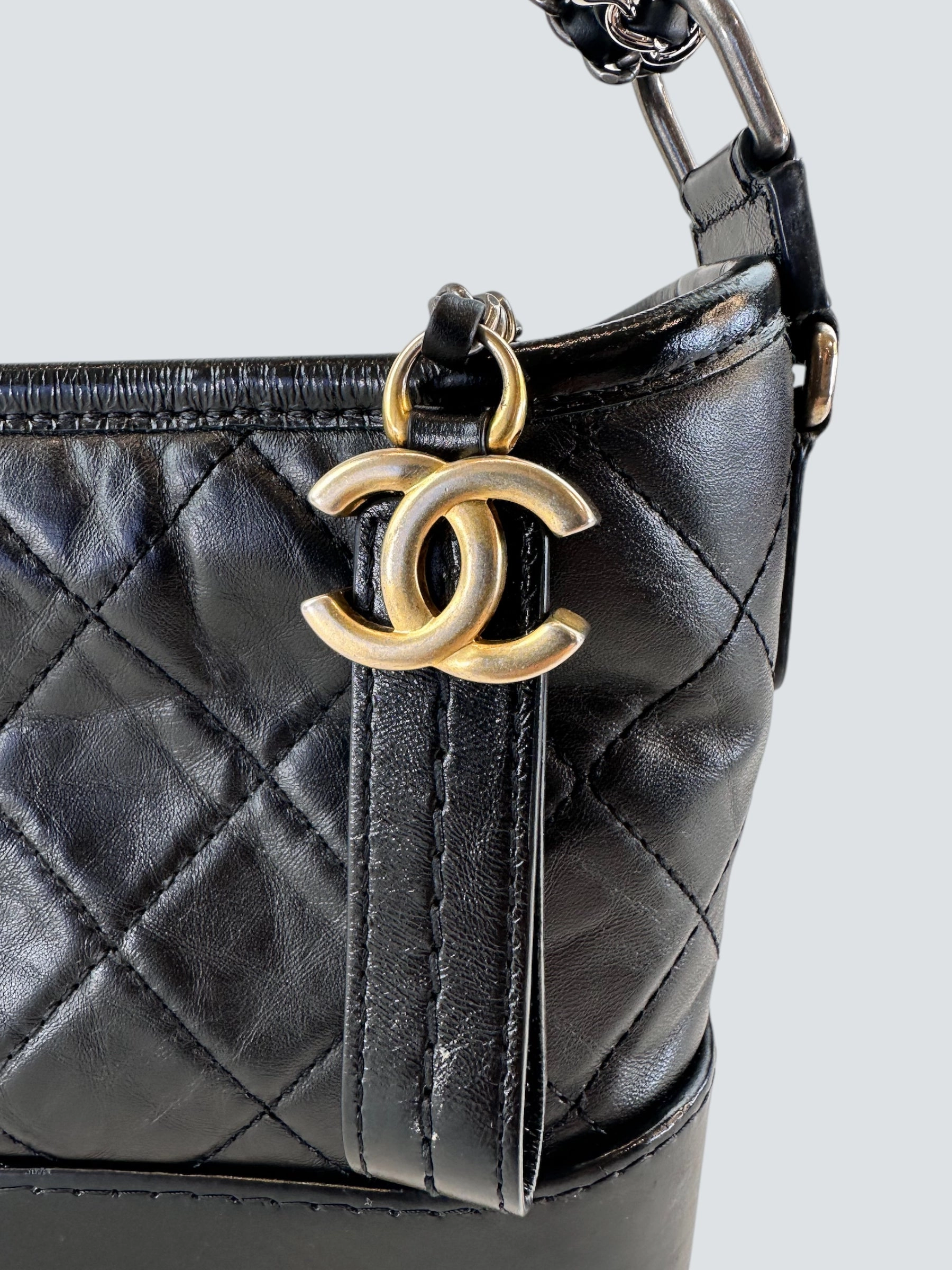 Chanel Black Calfskin Leather Small Gabrielle Crossbody