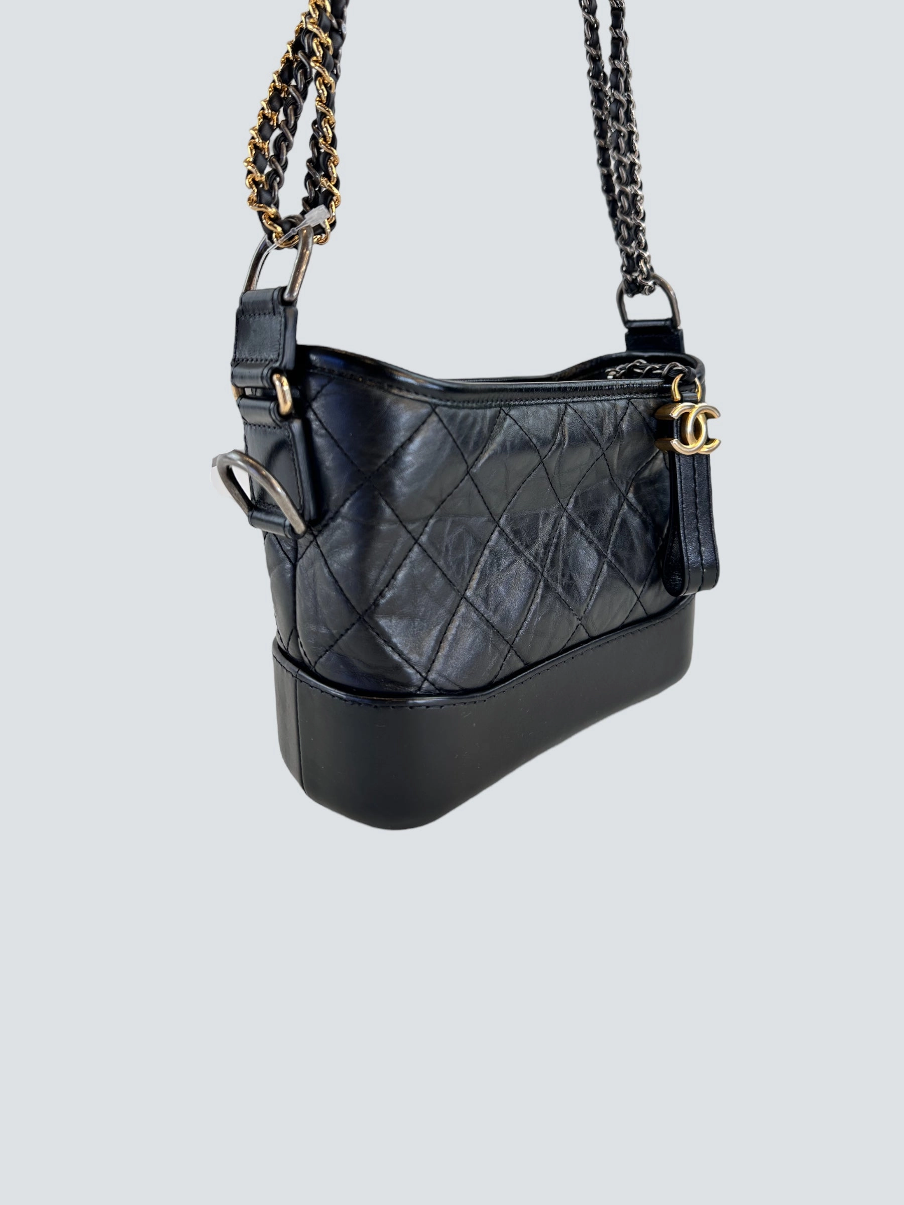 Chanel Black Calfskin Leather Small Gabrielle Crossbody