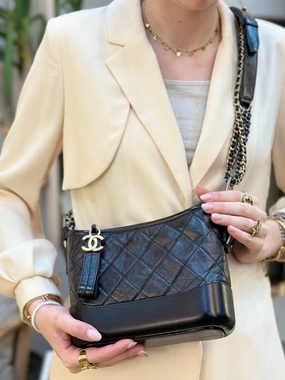 Chanel Black Calfskin Leather Small Gabrielle Crossbody