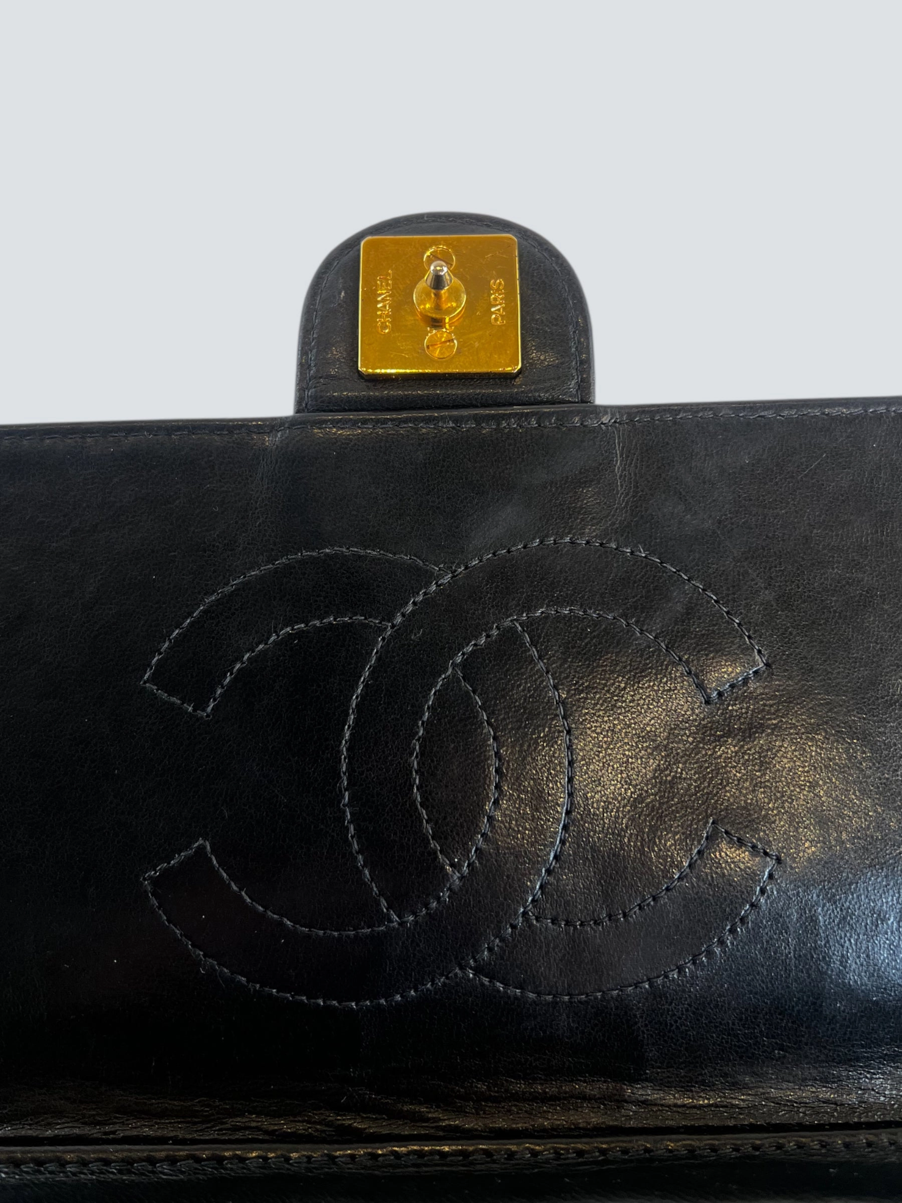 Chanel Black Lambskin Leather Small Single Flap