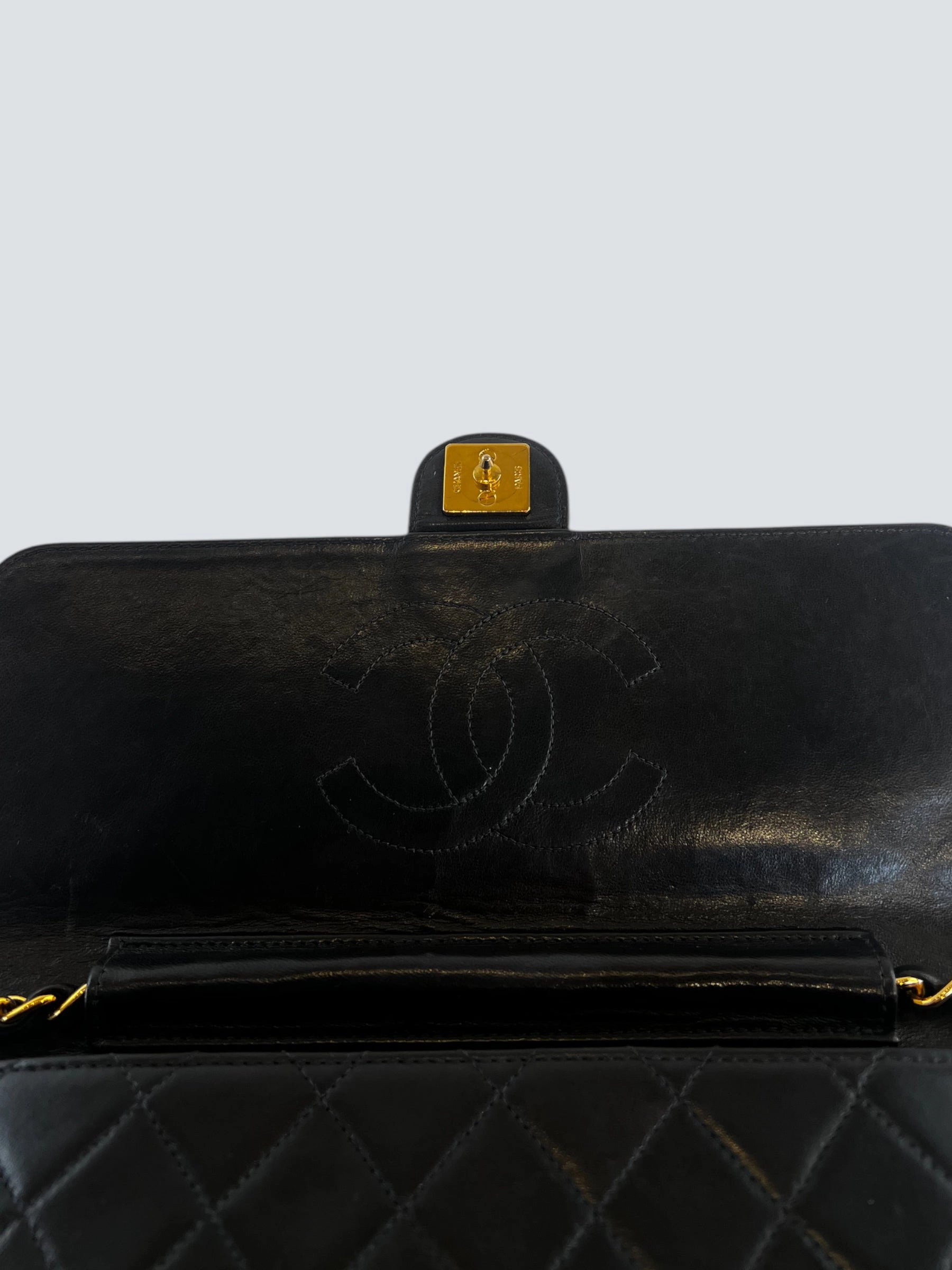 Chanel Black Lambskin Leather Small Single Flap