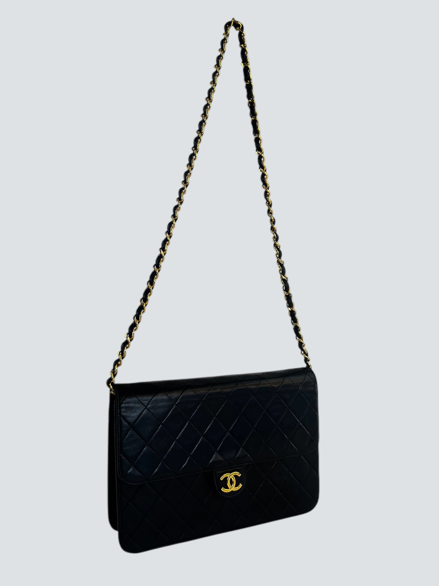 Chanel Black Lambskin Leather Small Single Flap