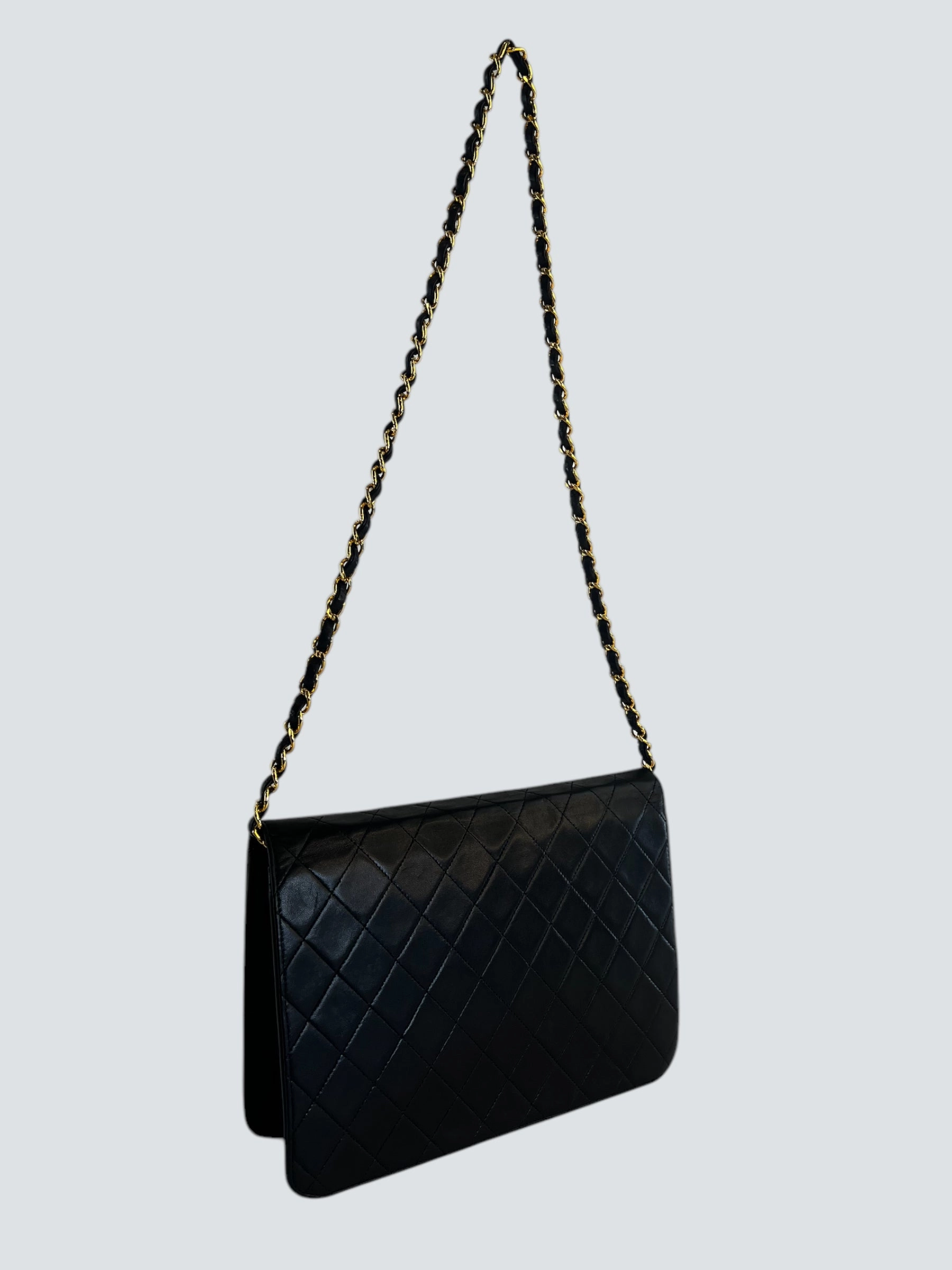 Chanel Black Lambskin Leather Small Single Flap