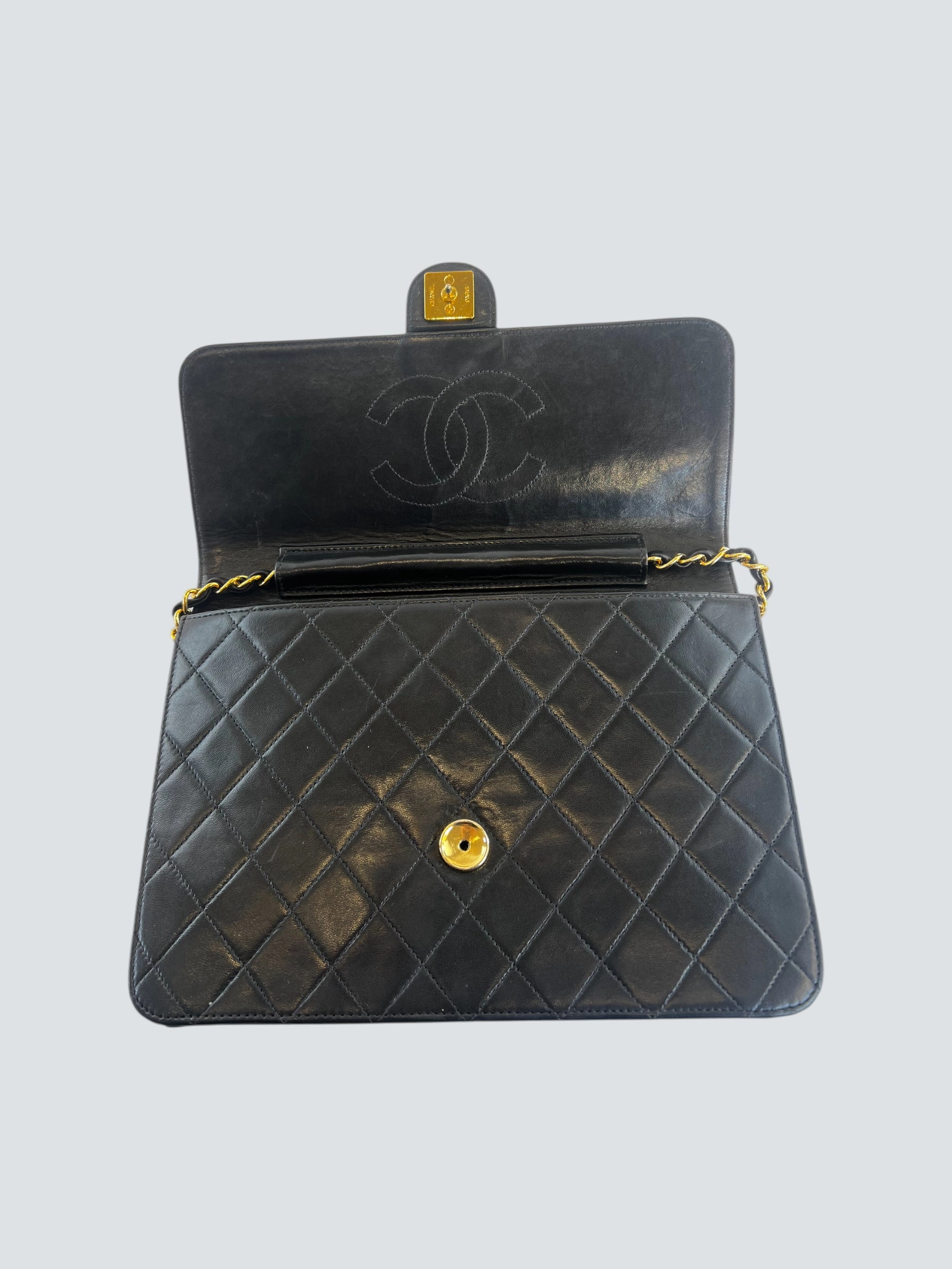 Chanel Black Lambskin Leather Small Single Flap