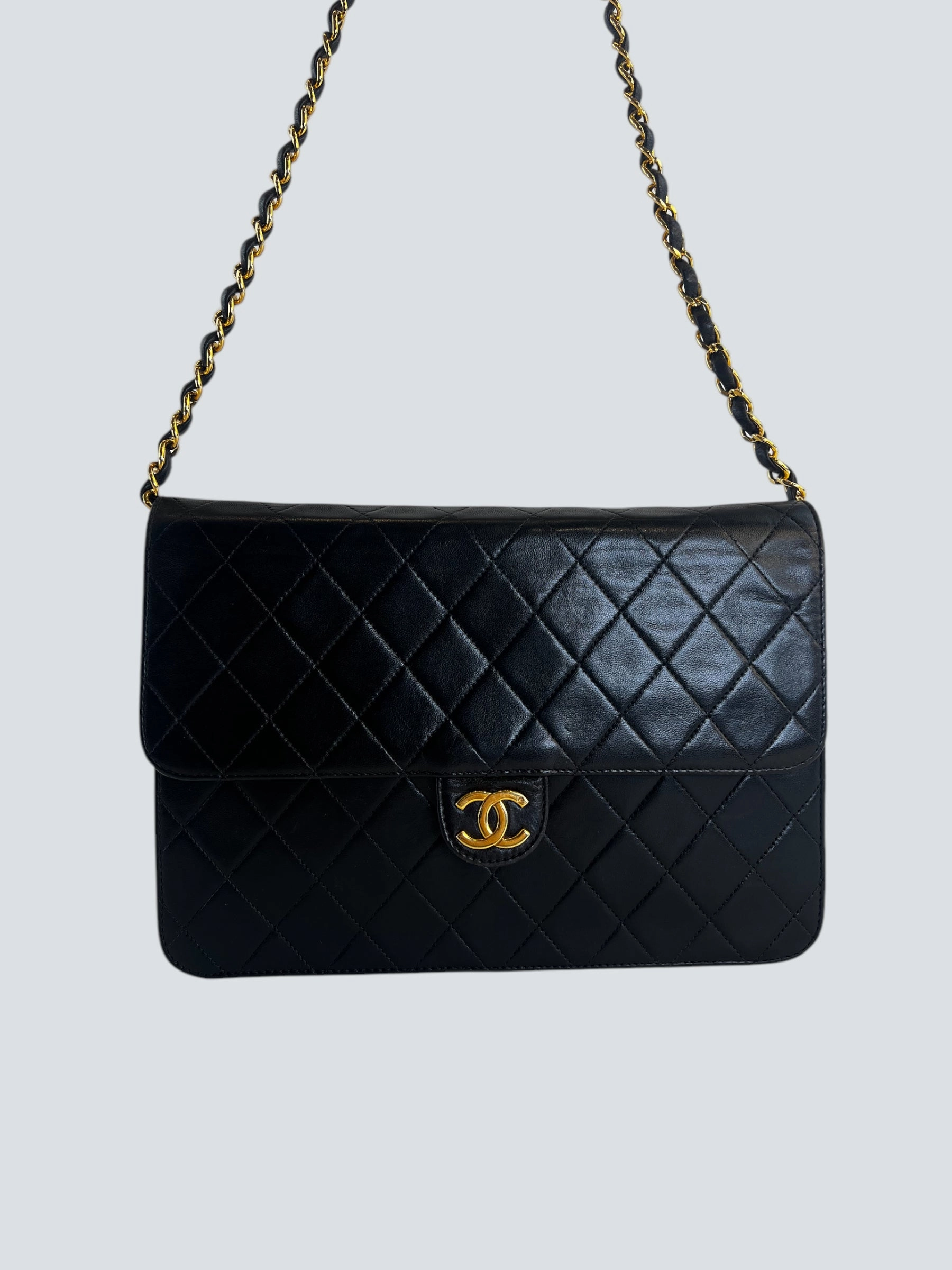 Chanel Black Lambskin Leather Small Single Flap